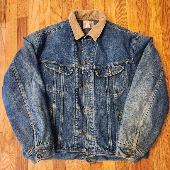 Lee Other - Vintage Lee Storm Rider Denim Trucker Jacket Blanket Lined 90s EUC Size XL